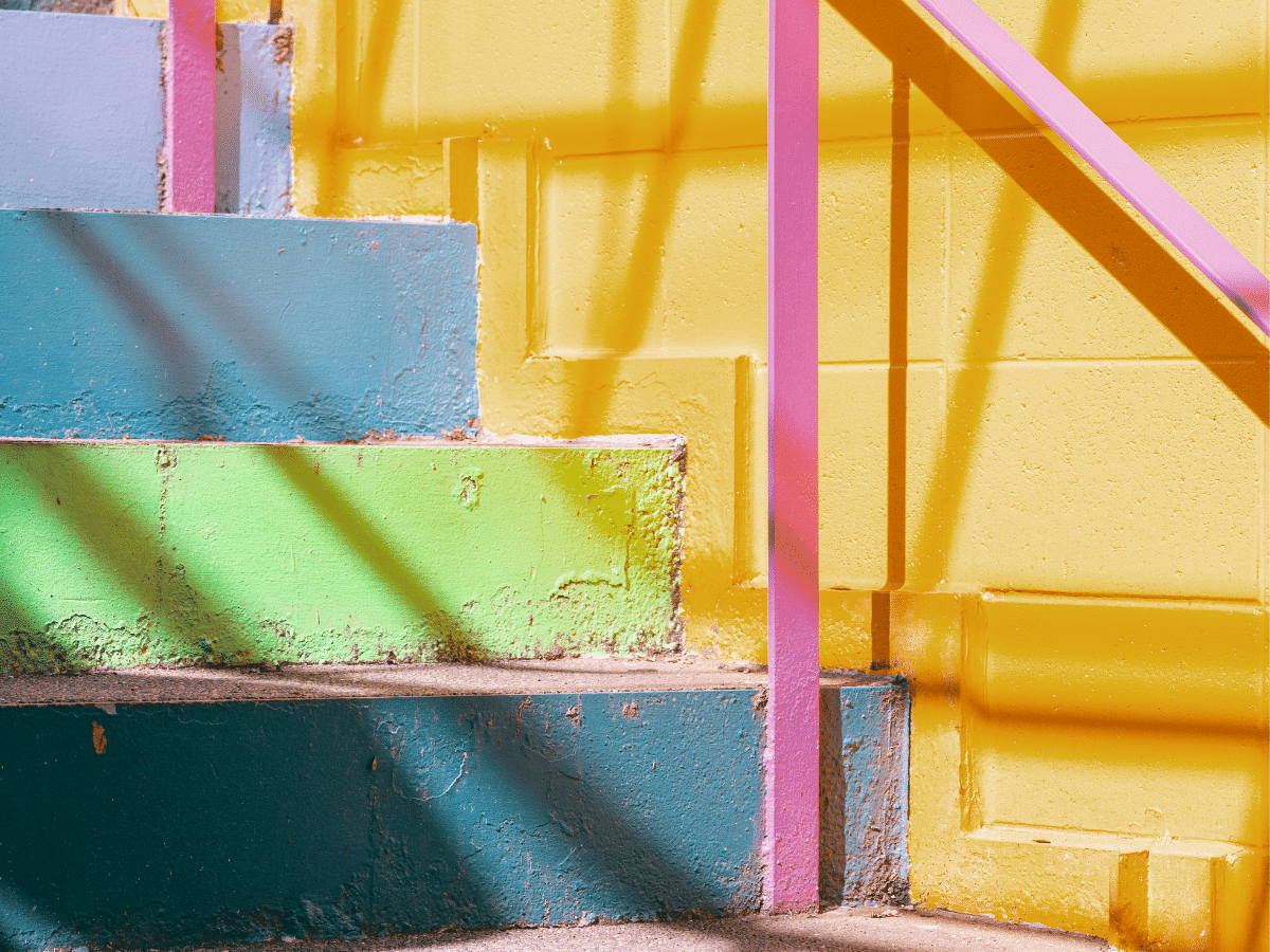 colorful painted concrete stairs in South Bend IN