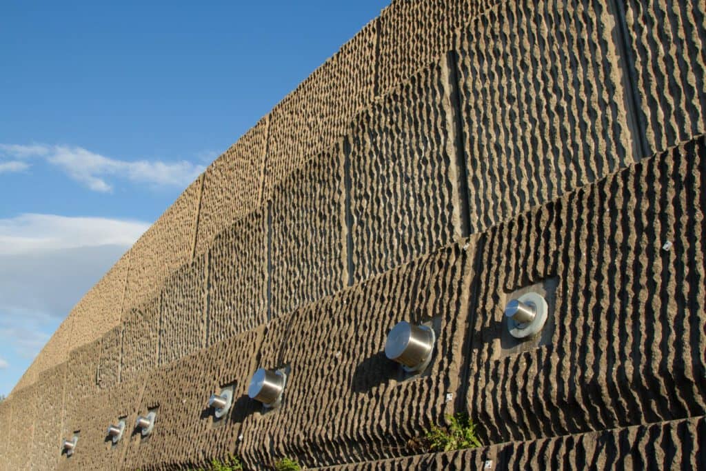 a concrete retaining wall